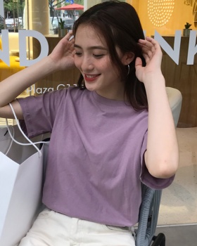 All-match round neck was white simple loose T-shirt