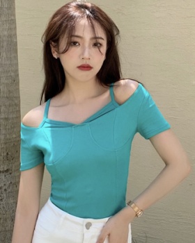 Summer short Pseudo-two Korean style slim tops