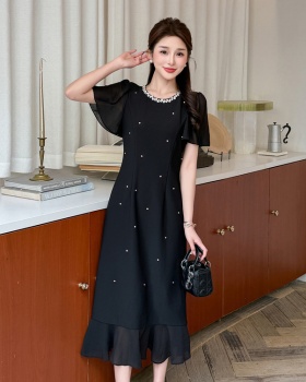Mermaid rhinestone splice temperament beading dress