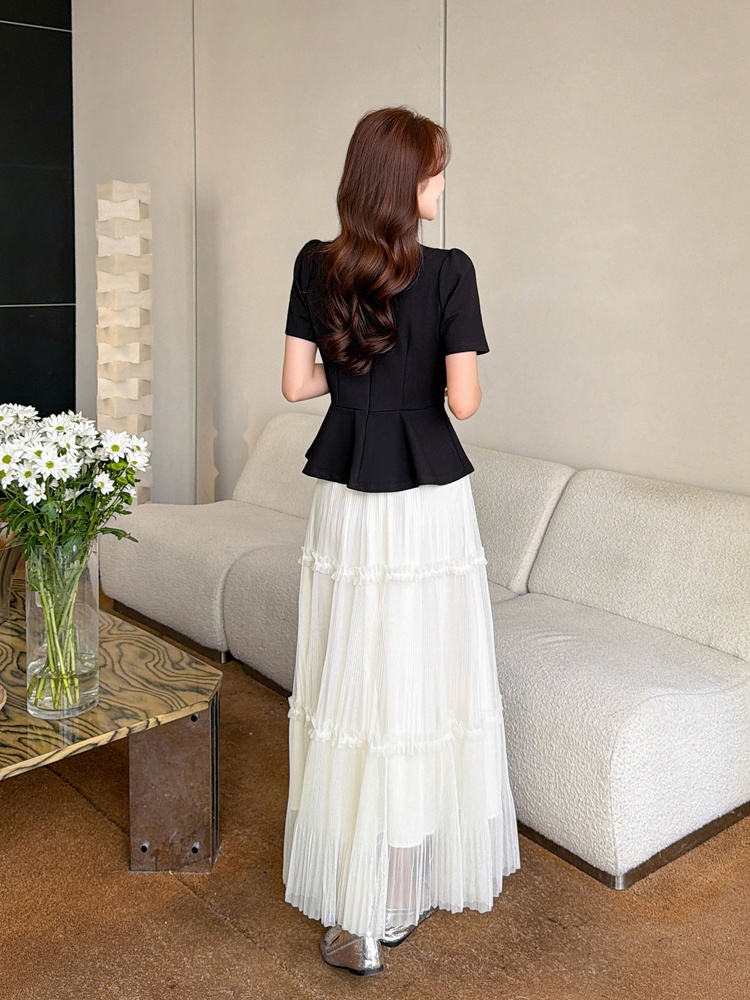 Large yard big skirt tops bow crimp skirt 2pcs set