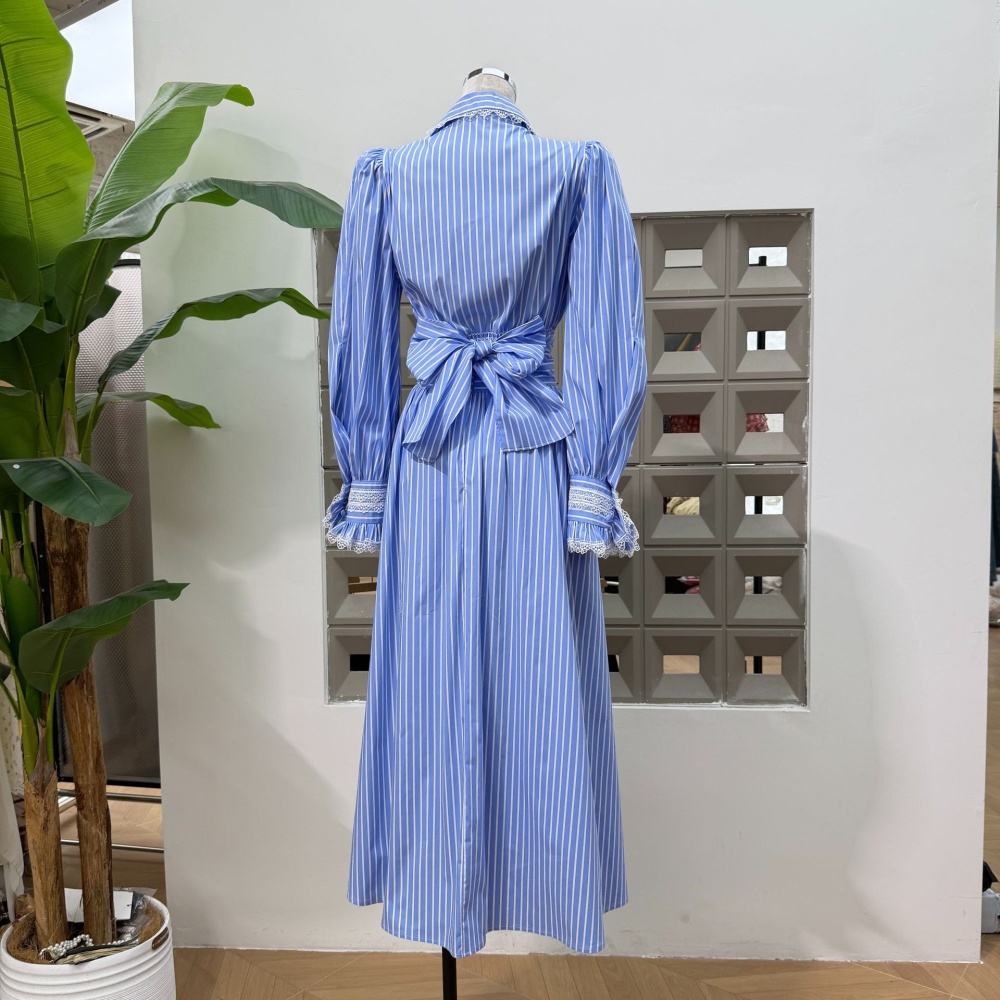 Stripe long short skirt long sleeve shirt a set