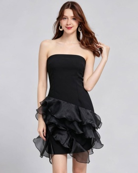 Package hip lotus leaf edges formal dress slim dress