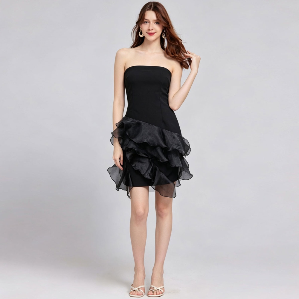 Package hip lotus leaf edges formal dress slim dress