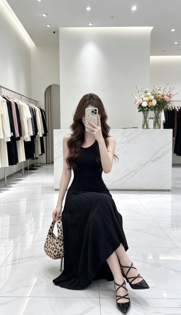 Summer slim long dress unique irregular dress for women