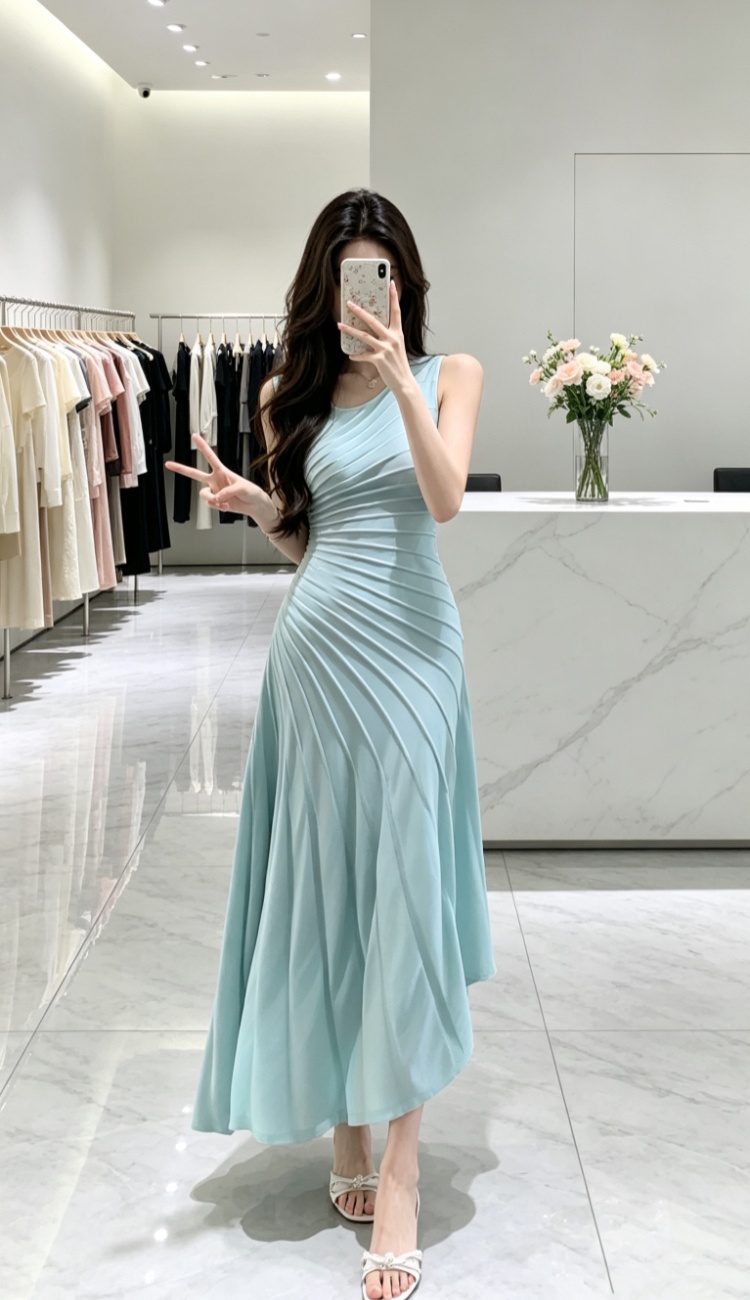 Summer slim long dress unique irregular dress for women