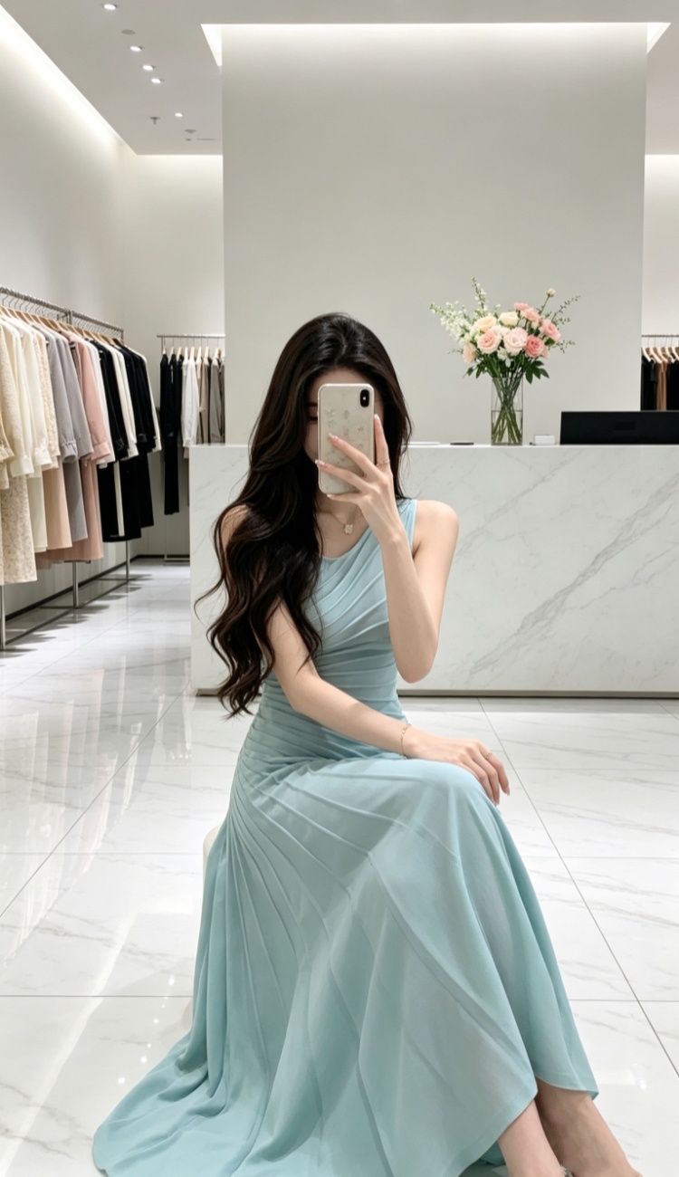 Summer slim long dress unique irregular dress for women