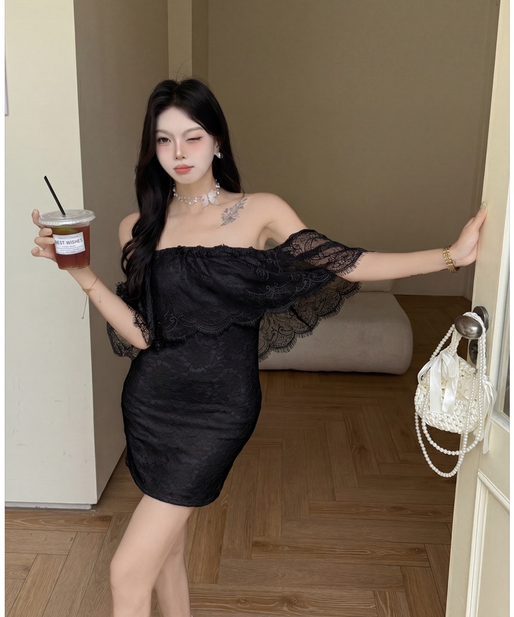 Slim France style T-back short sleeve dress for women