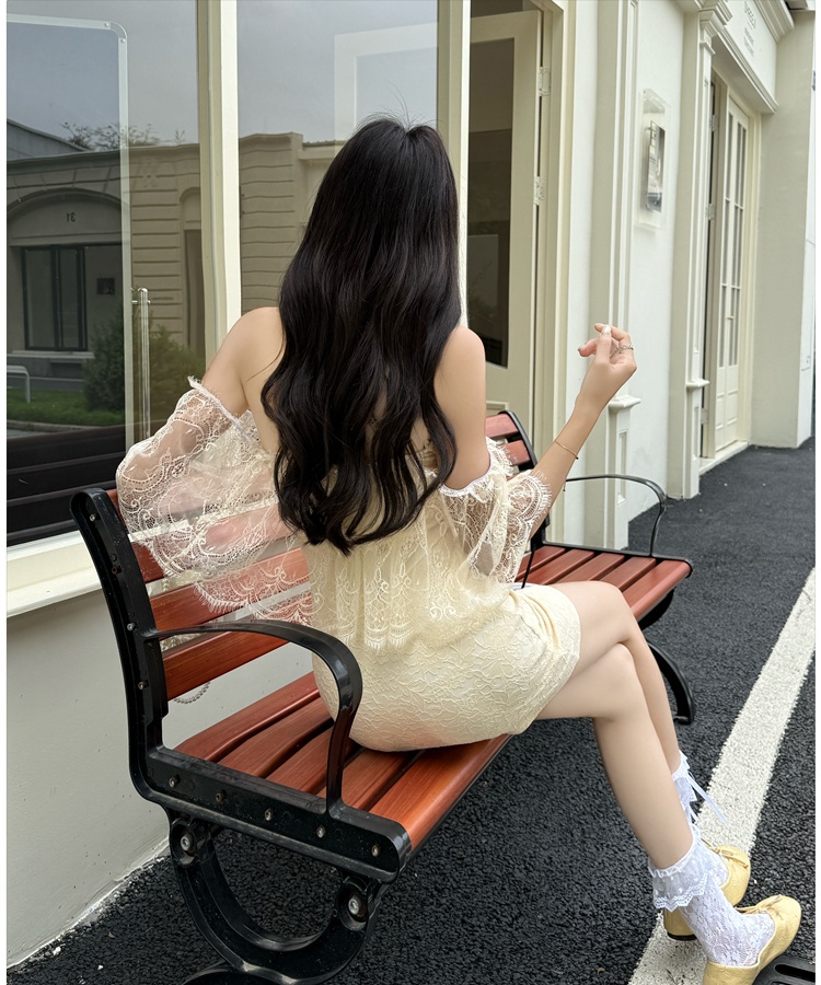 Slim France style T-back short sleeve dress for women
