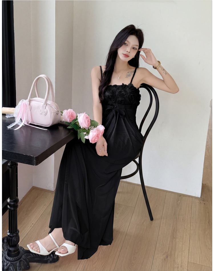 Bow sling sexy dress package hip slim splice long dress