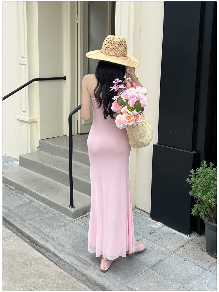 Temperament pink ladies dress retro splice formal dress