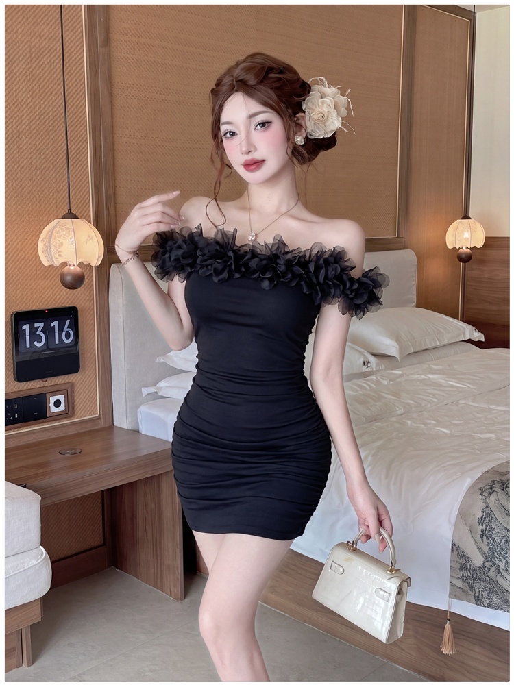 Flat shoulder summer sling dress flowers slim T-back