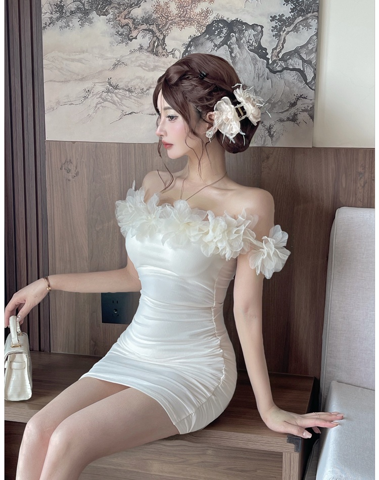 Flat shoulder summer sling dress flowers slim T-back