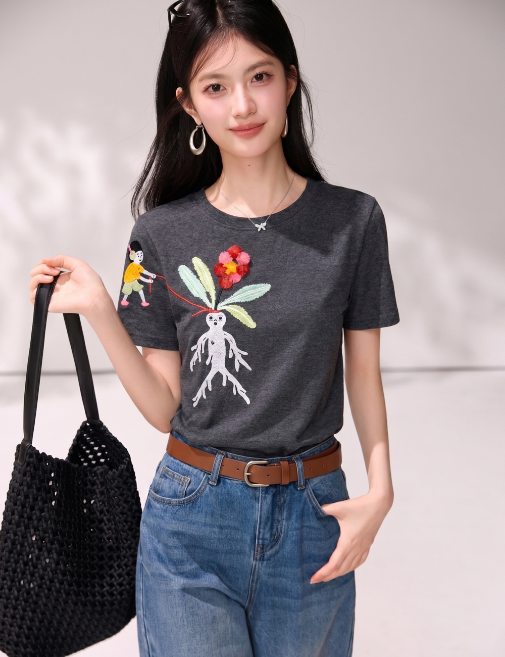 Summer all-match T-shirt doll tops for women