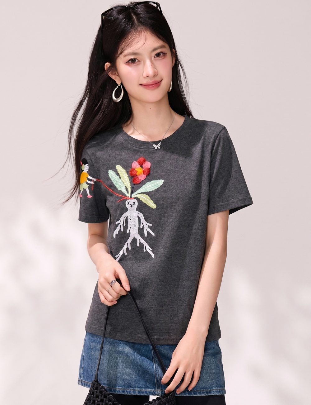 Summer all-match T-shirt doll tops for women