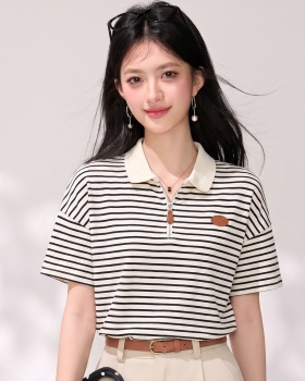 Short sleeve summer T-shirt Western style stripe tops