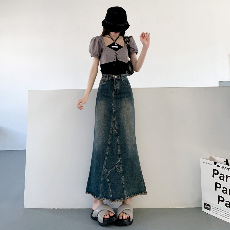 Summer loose long dress after the split slim skirt for women