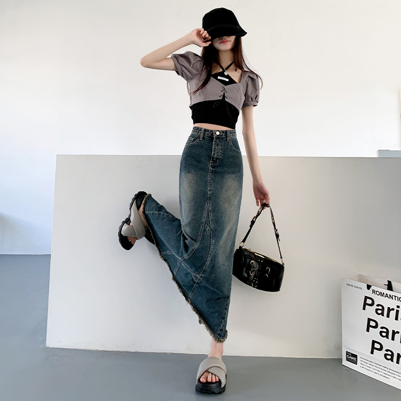 Summer loose long dress after the split slim skirt for women