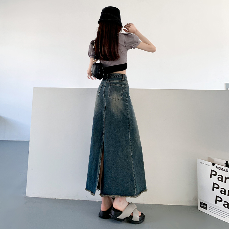 Summer loose long dress after the split slim skirt for women