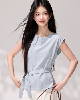 Pinched waist commuting shirt temperament tops