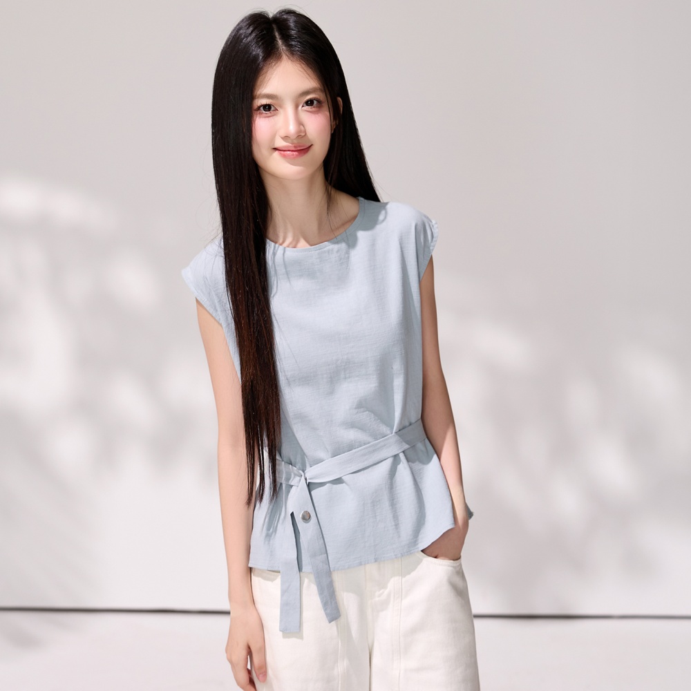 Pinched waist commuting shirt temperament tops