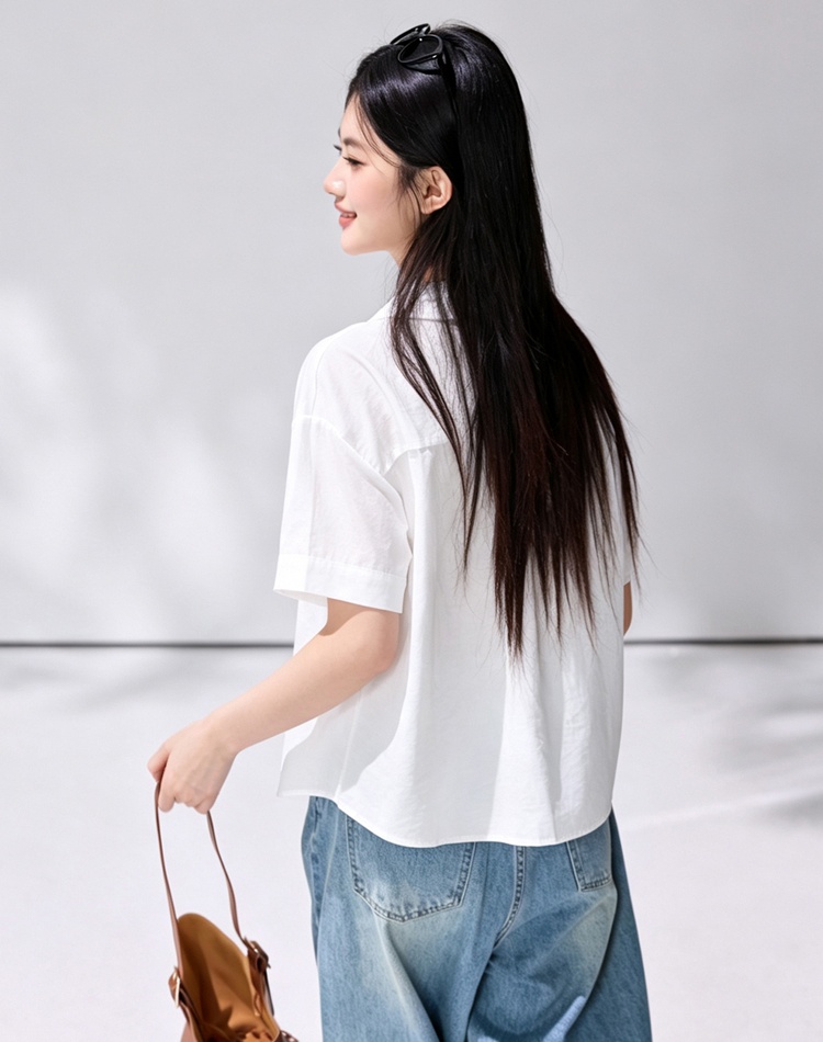 Summer Korean style V-neck loose short sleeve shirt