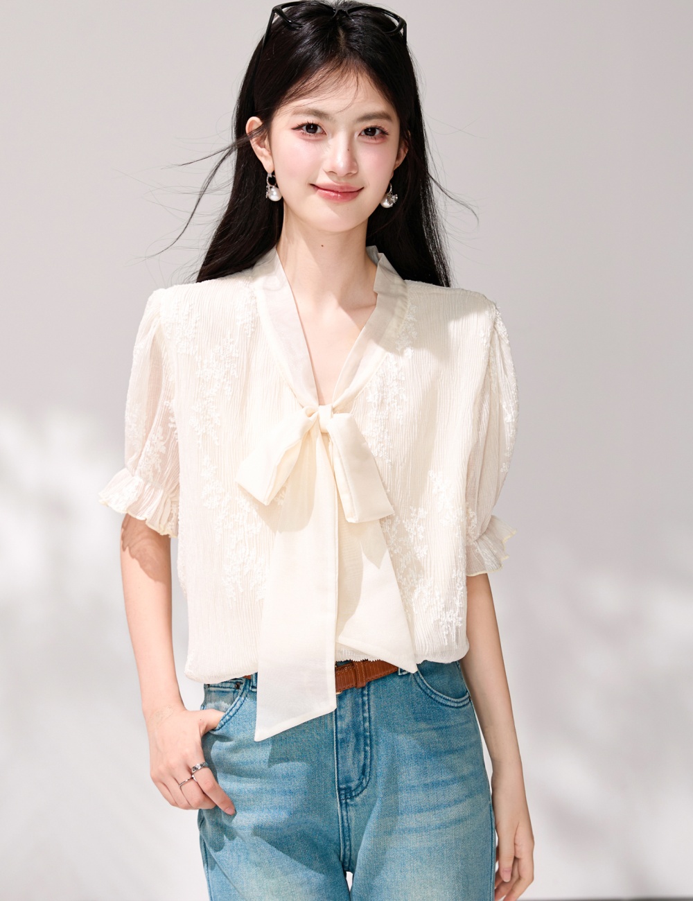 Unique short sleeve tops commuting summer shirt