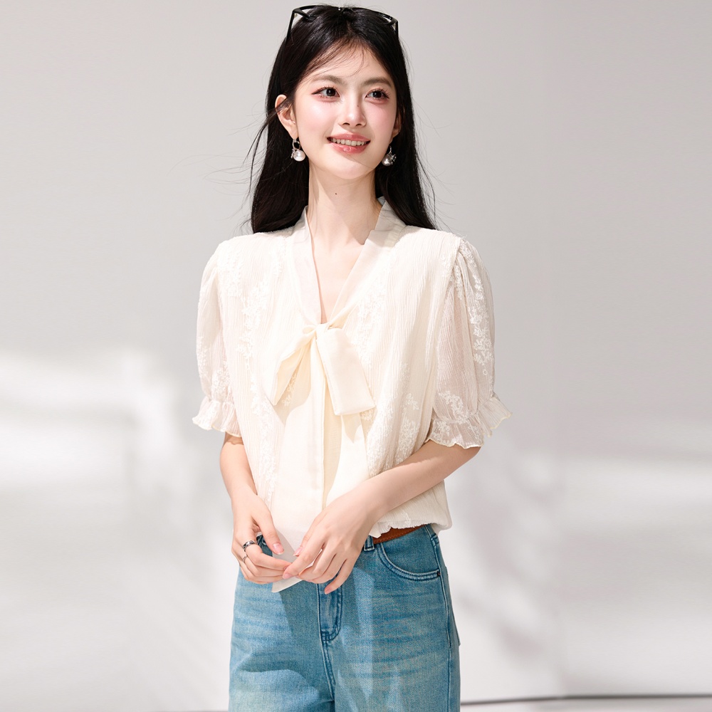 Unique short sleeve tops commuting summer shirt