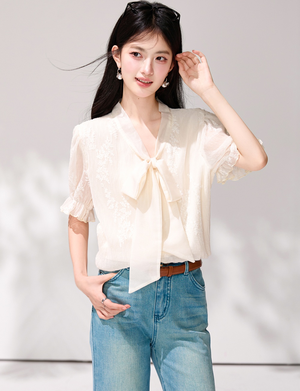 Unique short sleeve tops commuting summer shirt