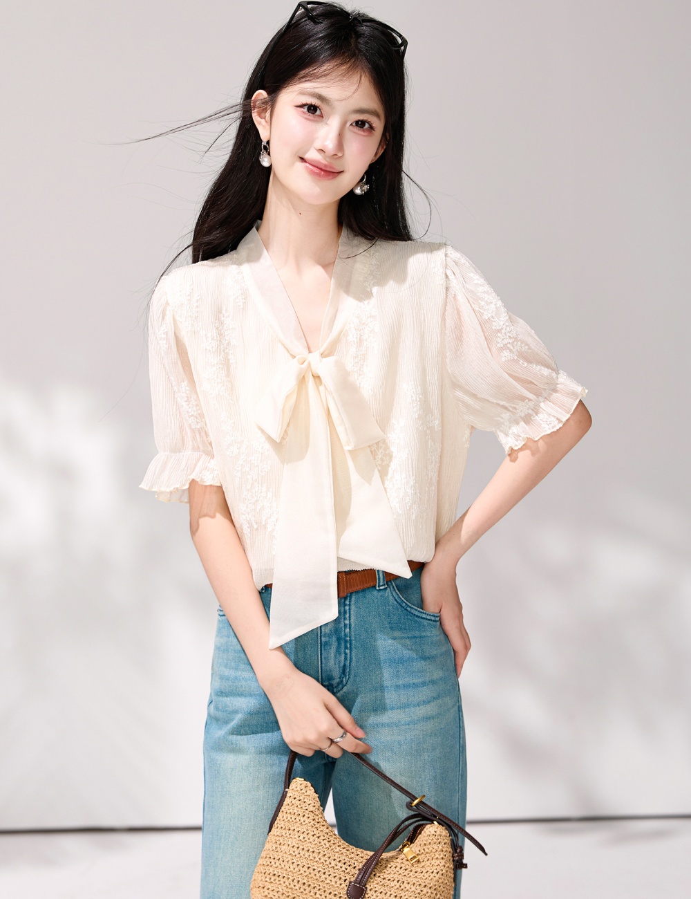 Unique short sleeve tops commuting summer shirt