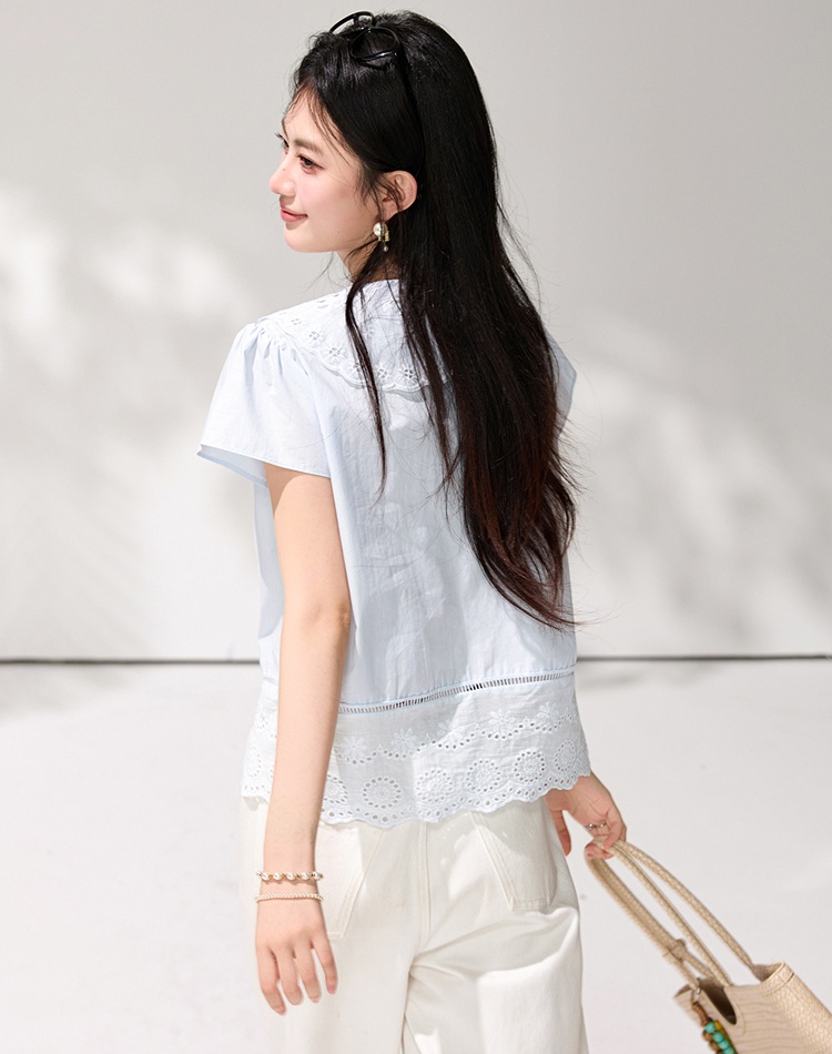 France style lace show young tops small fellow summer shirt