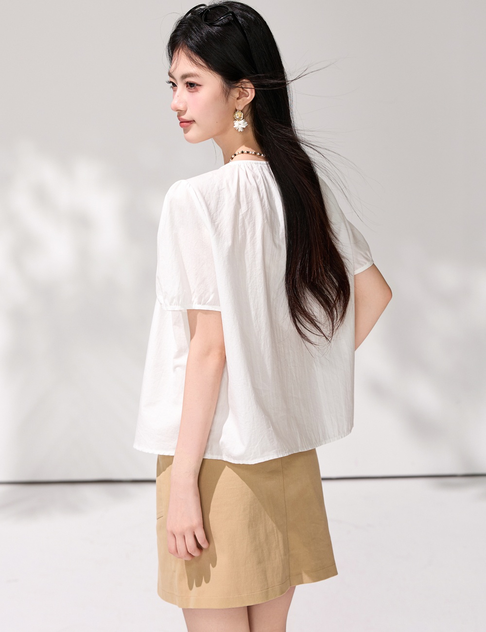 Tassels show young doll shirt round neck summer small shirt