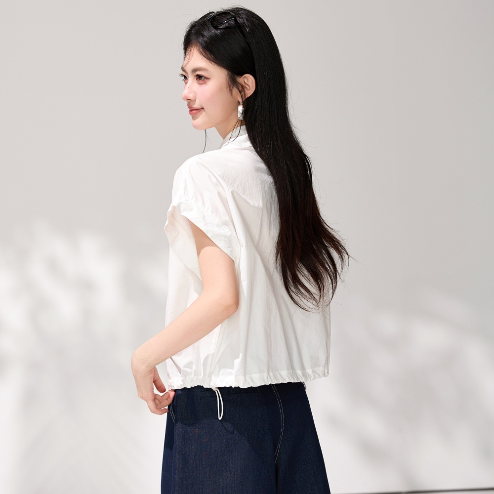 Commuting minimalist shirt short sleeve tops for women