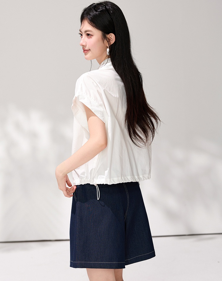Commuting minimalist shirt short sleeve tops for women