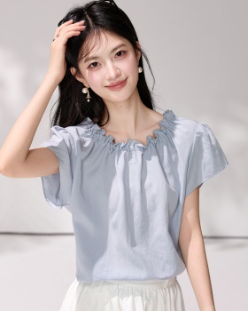 France style short sleeve simple tops summer boats sleeve shirt