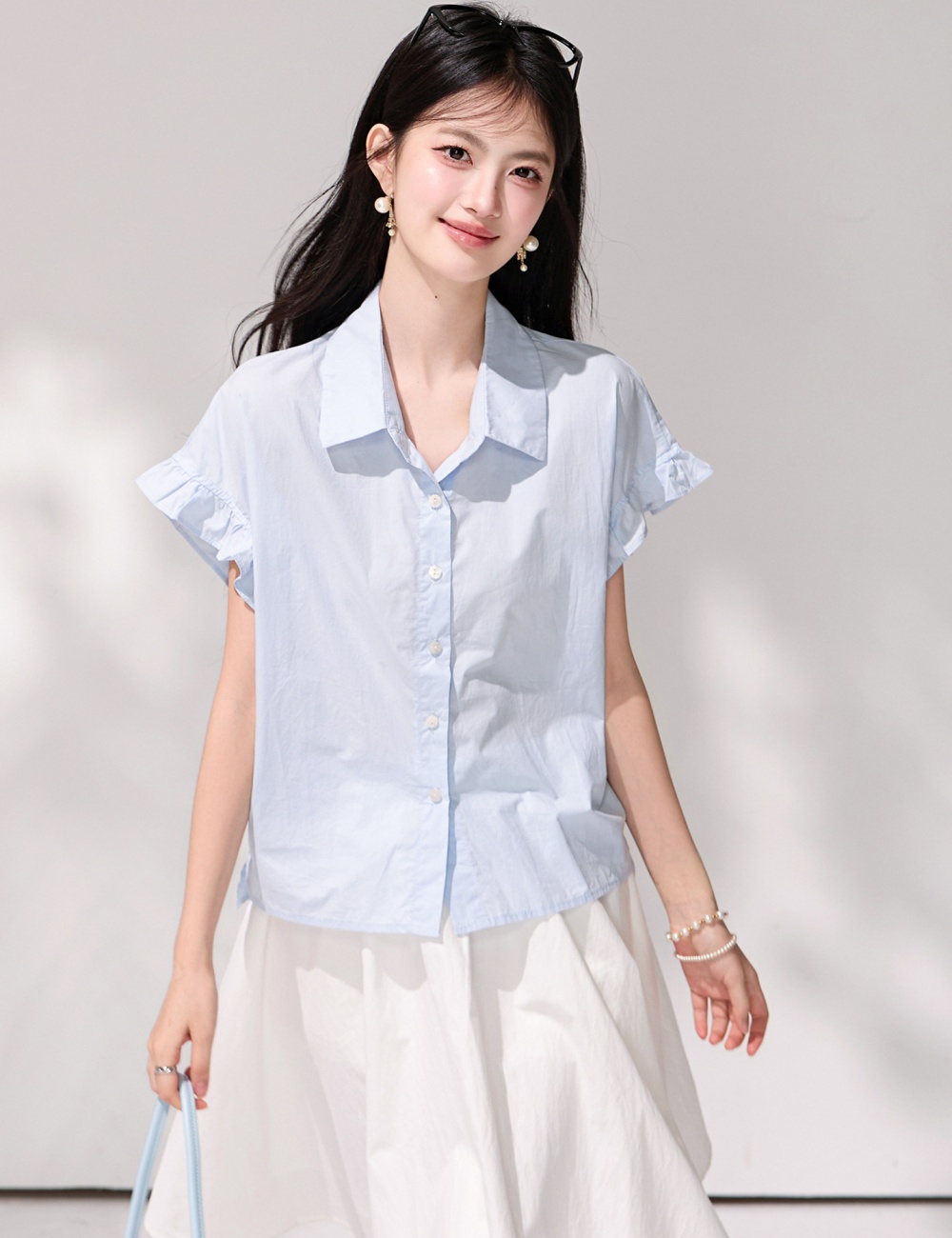 All-match tops lotus leaf edges shirt for women