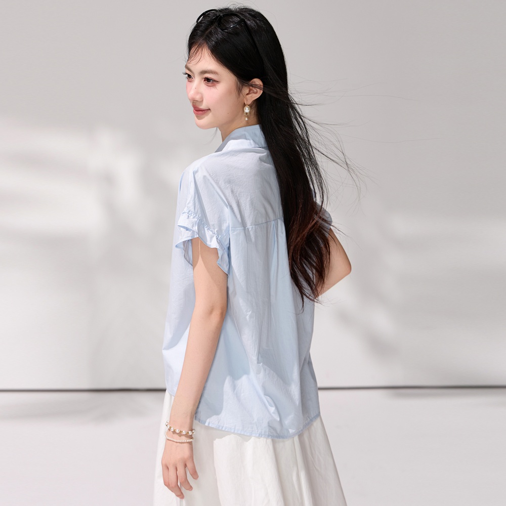 All-match tops lotus leaf edges shirt for women