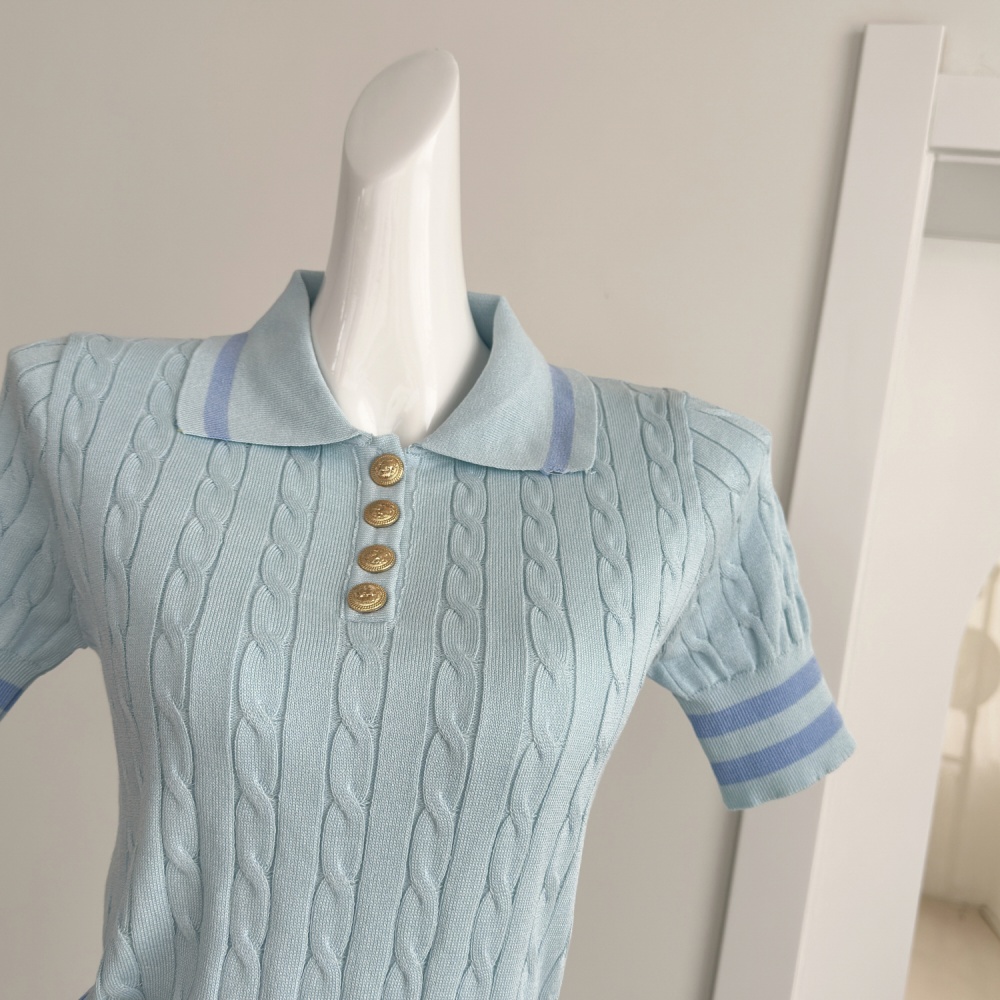 College style short skirt pleated tops a set