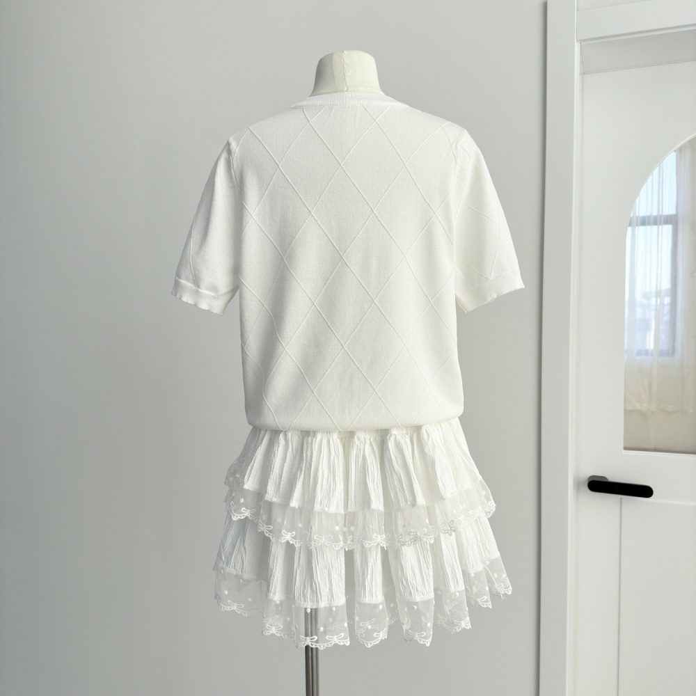 Thin ice silk small shirt embroidered flowers T-shirt for women