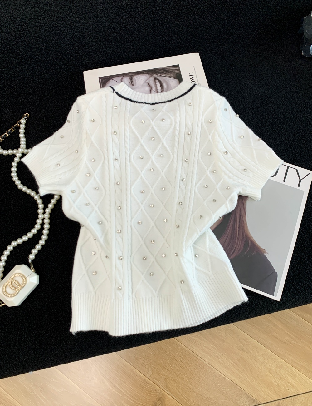 Beading small fellow sweater chanelstyle tops