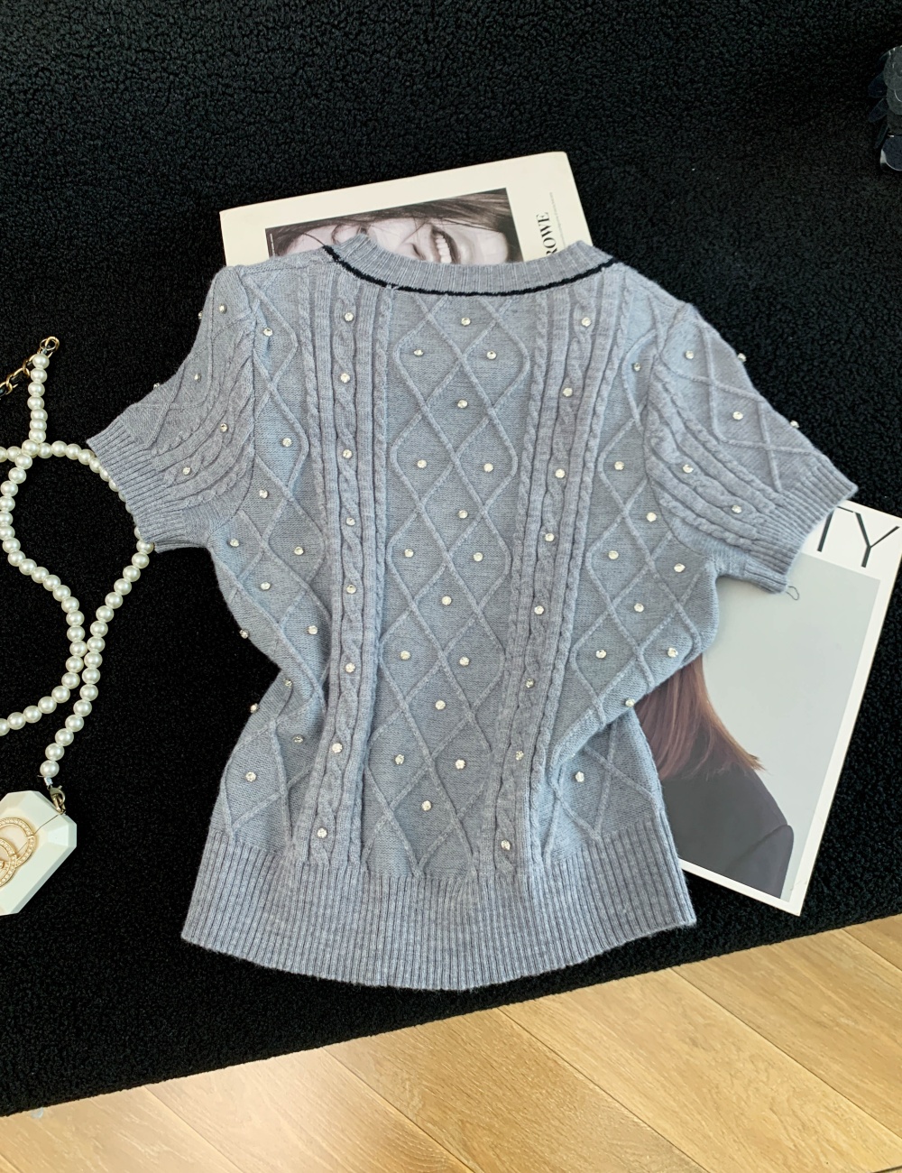 Beading small fellow sweater chanelstyle tops