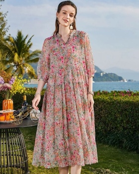 Long vacation A-line summer dress for women