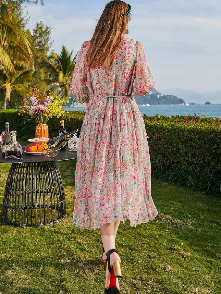 Long vacation A-line summer dress for women