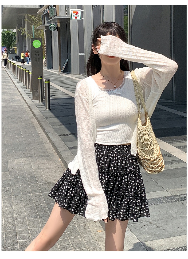 Summer floral short skirt black skirt for women