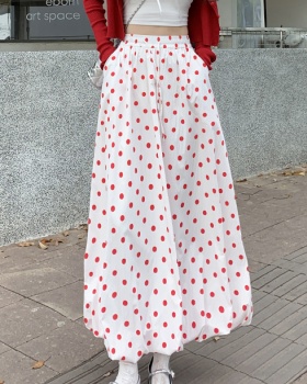 High waist small fellow skirt polka dot long bud skirt