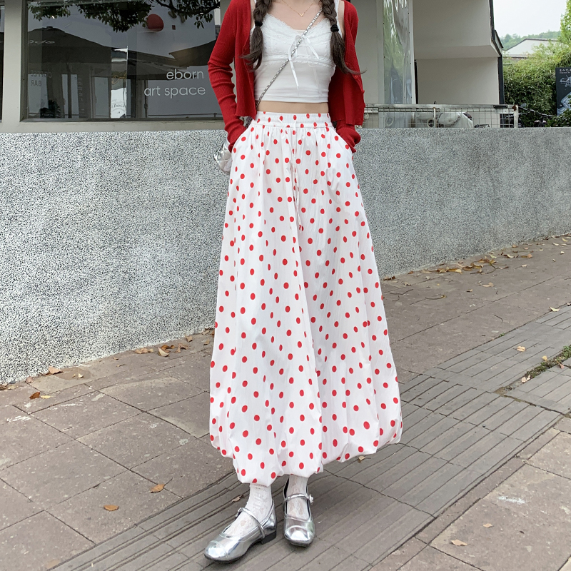 High waist small fellow skirt polka dot long bud skirt