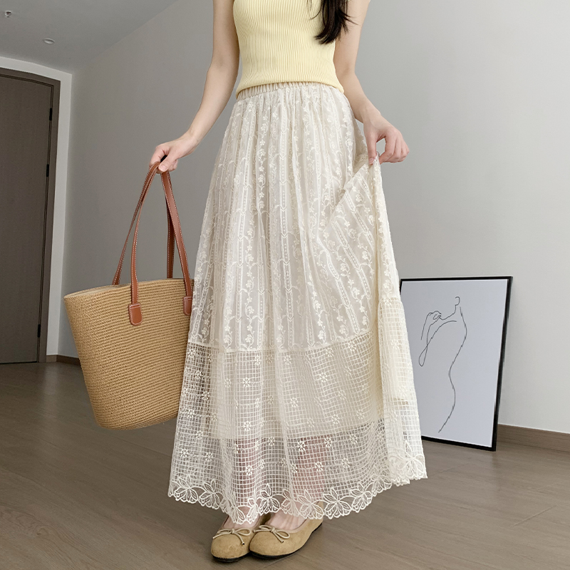 A-line high waist tender long skirt big skirt summer skirt