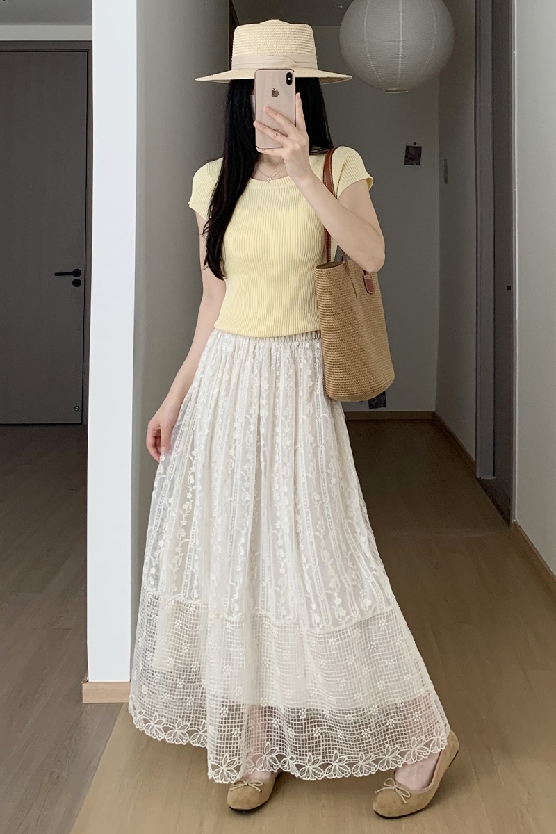 A-line high waist tender long skirt big skirt summer skirt