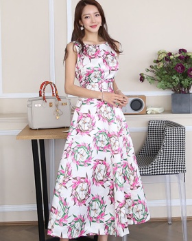 Slim long belt summer sleeveless long dress for women