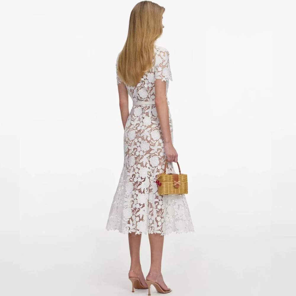 Inside the ride elegant mermaid lace with belt sling dress
