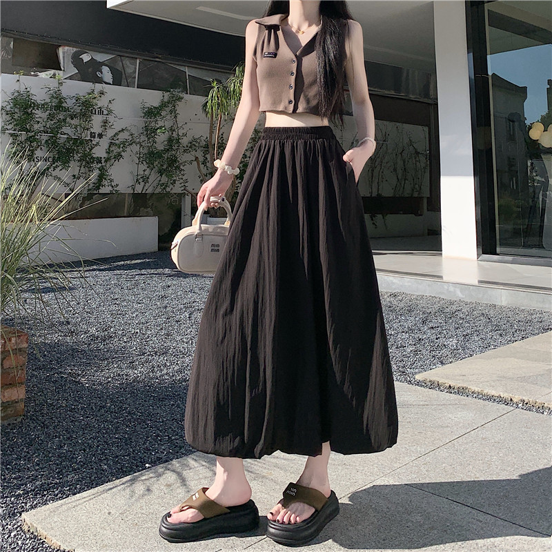 High waist slim large yard long skirt summer pure lantern skirt